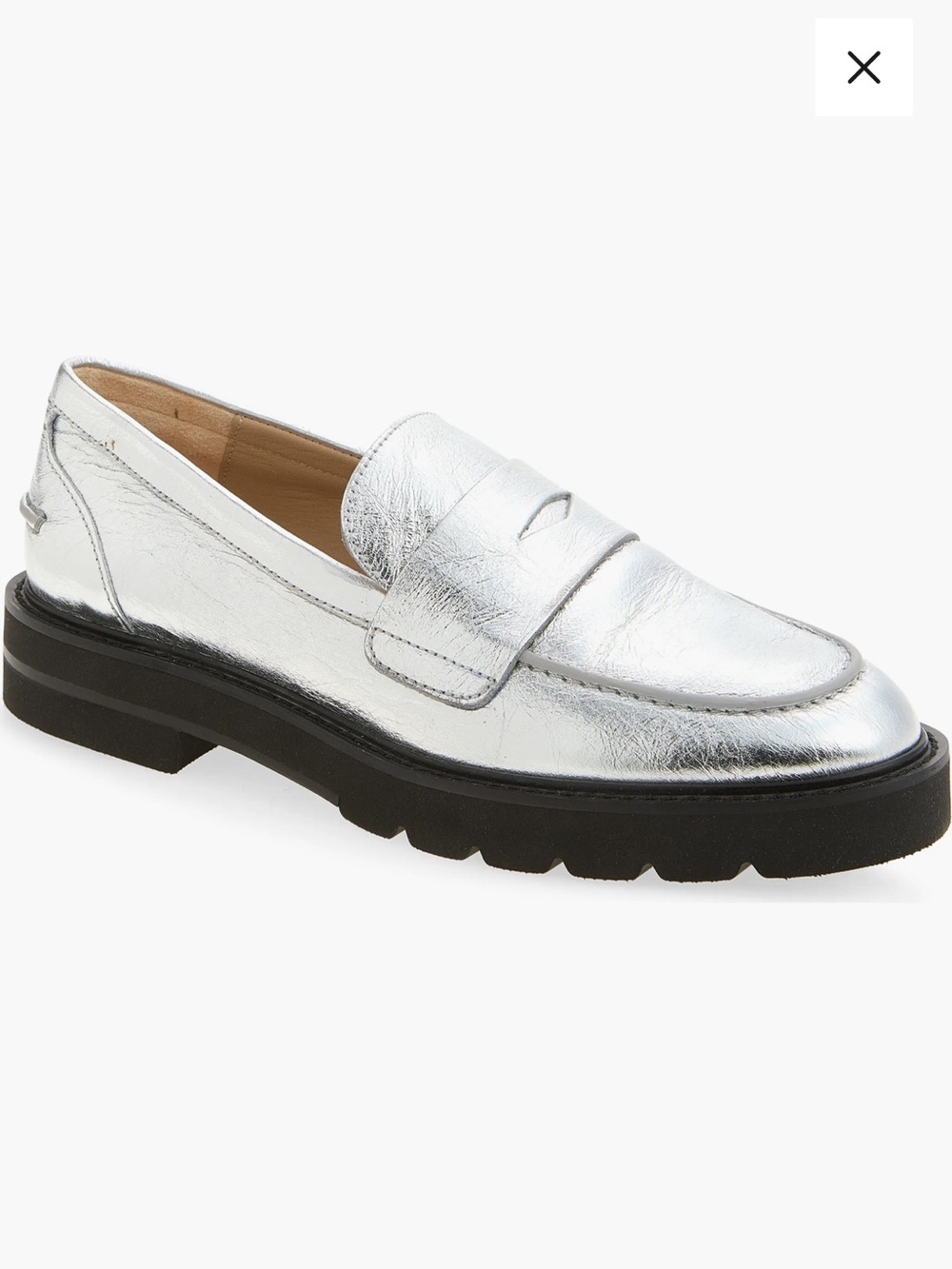 Stuart Weitzman Parker Lift Loafer - Silver